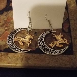 Unicorn and moon Earrings
